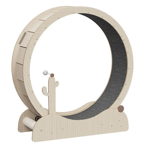 Segawe 43" Natural Wood Cat Wheel Exerciser for Indoor Cats Safety Cat Treadmill Large