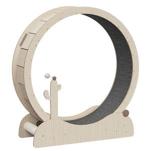 Segawe 43" Natural Wood Cat Wheel Exerciser for Indoor Cats Safety Cat Treadmill Large