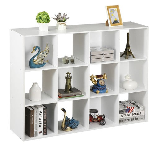 Segawe White 12 Cube Bookcase Storage Organizer Wooden Home Office Shelving Bookshelf