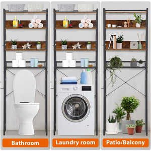 Segawe  4-Tier Over The Toilet Storage Versatile Bathroom Organizer Rack Brown