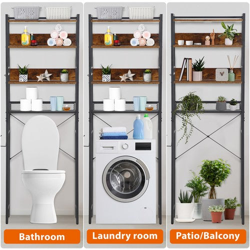 Segawe  4-Tier Over The Toilet Storage Versatile Bathroom Organizer Rack Brown