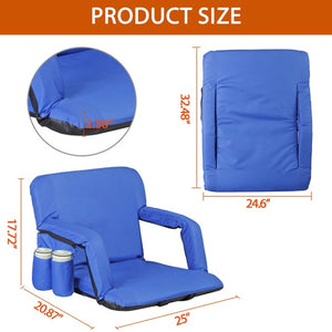 Segawe Extra Wide Stadium Seats for Bleachers with Back Support 600D Waterproof Blue