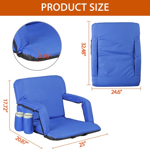 Segawe Extra Wide Stadium Seats for Bleachers with Back Support 600D Waterproof Blue