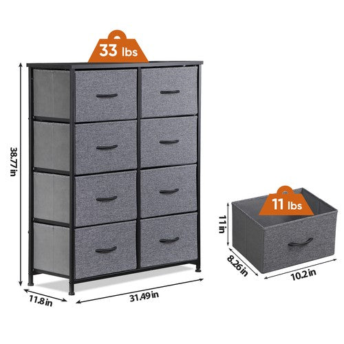 Segawe 8 Drawers Chest of Fabric Dresser Storage Tower Cabinet Organizer for Bedroom