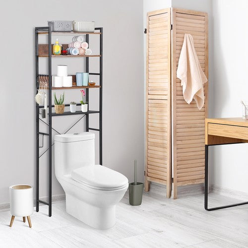 Segawe  4-Tier Over The Toilet Storage Versatile Bathroom Organizer Rack Brown