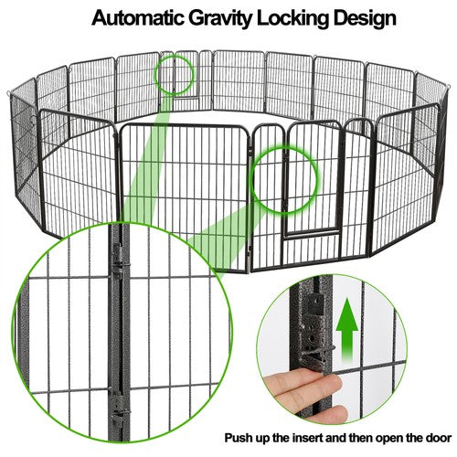Segawe 32 Inch Heavy Duty Dog Playpen 16 Panels Exercise Pen Pet Fence Cage with Doors