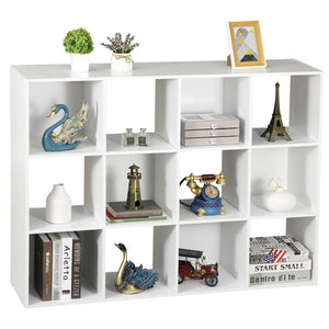 Segawe White 12 Cube Bookcase Storage Organizer Wooden Home Office Shelving Bookshelf