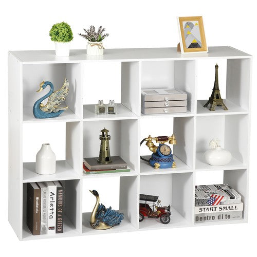 Segawe White 12 Cube Bookcase Storage Organizer Wooden Home Office Shelving Bookshelf