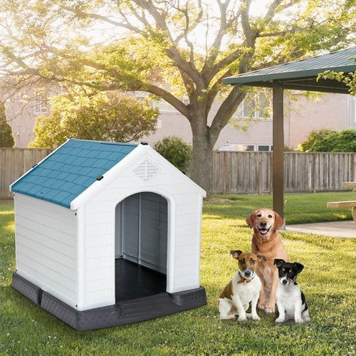 Segawe Large Plastic Dog House Indoor Outdoor Dog Kennel Puppy Shelter w/Air Vents