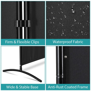 Segawe 3 Panel Room Divider 6 FT Tall Folding Privacy Screens Partition Separator Black
