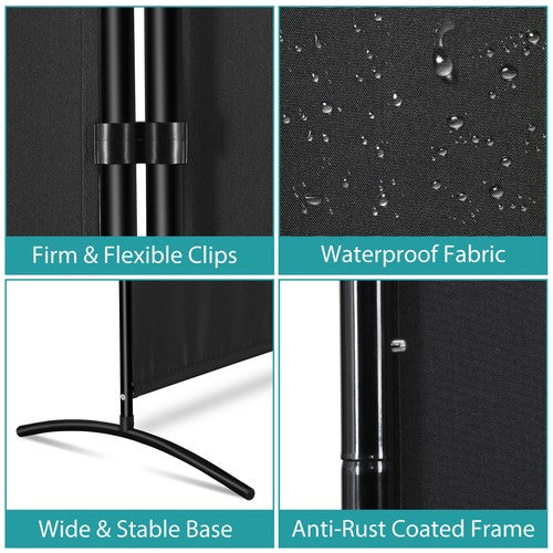 Segawe 3 Panel Room Divider 6 FT Tall Folding Privacy Screens Partition Separator Black