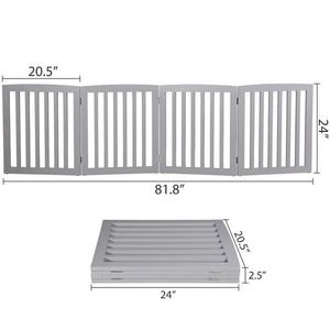 Segawe Freestanding 24" Pet Dog Gate 4 Panels Indoor Foldable Dog Fence for Stairs Grey