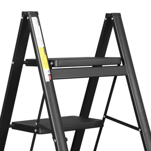 Segawe Step Ladder Folding 3 Step Stool w/Wide Anti-Slip Pedal 330lbs Lightweight Black