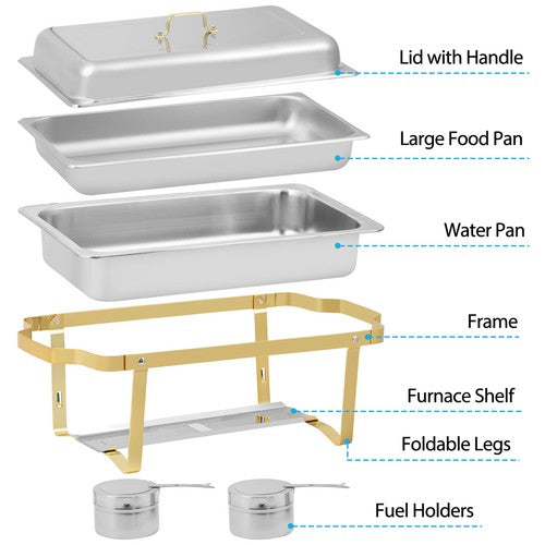 Segawe 4 Pack 8 Qt Chafing Dishes Gold&Silver Color Buffet Warmer for Restaurant Party