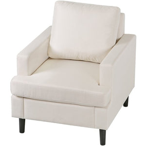 Segawe Accent Chair Mid-Century Comfy Upholstered Lounge Arm Chair with Pillow Beige