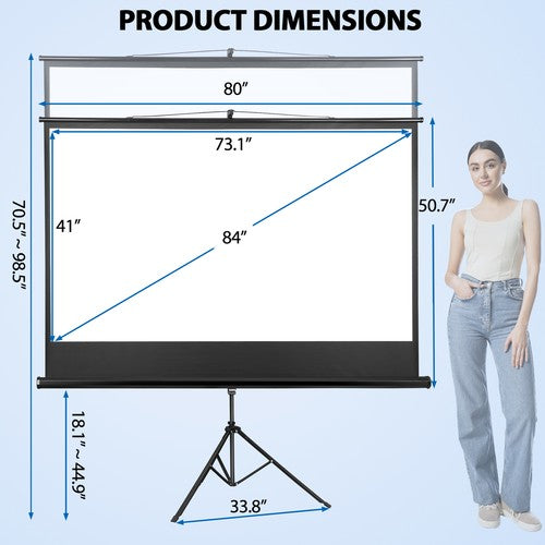 Segawe Projector Screen with Stand 84 inch for Movie or Office Presentation 16:9 HD