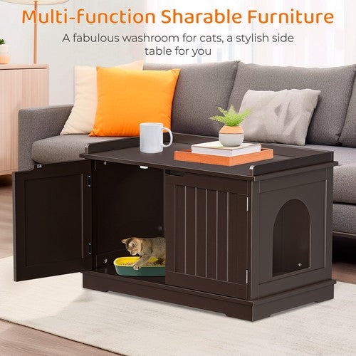 Segawe Cat Litter Box Enclosure Furniture Cat Washroom Hidden Litter Box Cabinet Coffee