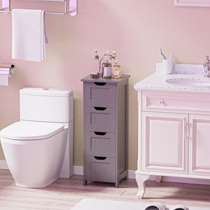 Segawe Bathroom Floor Cabinet with 4 Drawers Sturdy Storage Organizer Cabinet Gray