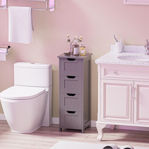 Segawe Bathroom Floor Cabinet with 4 Drawers Sturdy Storage Organizer Cabinet Gray