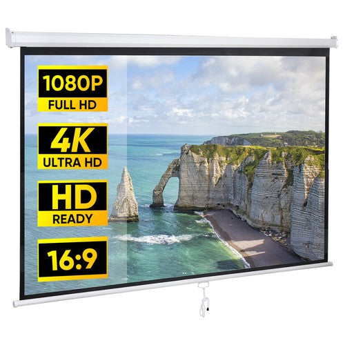 Segawe 80'' Portable Projector Screen 16:9 4K HD Projection Screen Pull Down for Home
