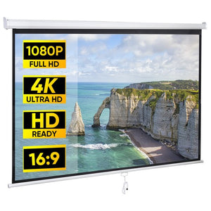Segawe 80'' Portable Projector Screen 16:9 4K HD Projection Screen Pull Down for Home