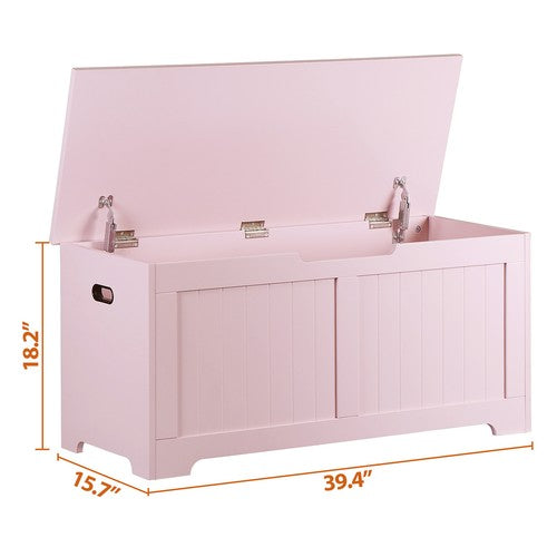 Segawe 39.4" Storage Chest Wooden Storage Bench Lift Top Toy Box w/2 Safety Hinges Pink