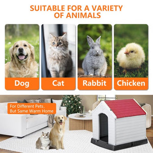 Segawe Outdoor Dog House Water Resistant Dog House Shelter for Small to Medium Size Red
