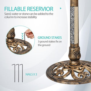 Segawe 28" Height Pedestal Bird Bath Outdoor Garden Decor Vintage Yard Birdbath Bronze