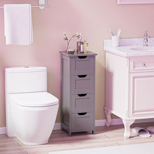 Segawe Bathroom Floor Cabinet with 4 Drawers Sturdy Storage Organizer Cabinet Gray