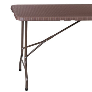 Segawe 6 FT Folding Table Portable Fold-in-Half Plastic Table for Picnic Camping Brown