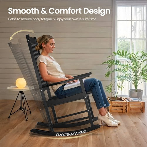 Segawe 2PCS Outdoor Rocking Chair High Back Porch Rocker Chair All Weather Resistant