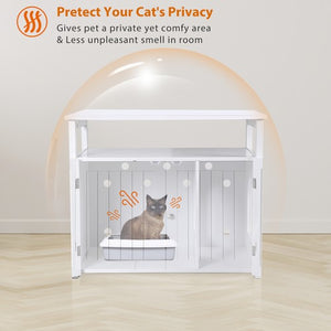 Segawe Cat Litter Box Enclosure Large Hidden Litter Box Side Table w/ Storage Shelf