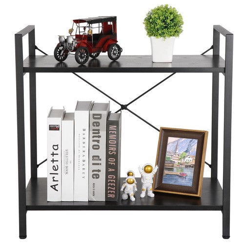 Segawe Solid Double Bookcase Short Frame Wood Bookshelf Display Rack Small Place Cozy