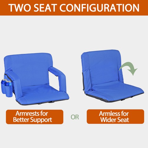 Segawe Extra Wide Stadium Seats for Bleachers with Back Support 600D Waterproof Blue