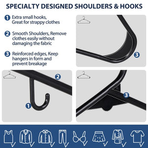 Segawe 100PCS Non-Slip Clothes Hangers Durable Plastic Hangers for Skirt Suit Black