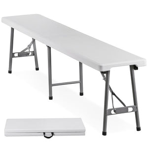 Segawe 6FT Plastic Folding Bench Portable Bench Indoor Outdoor for Picnic Camping White