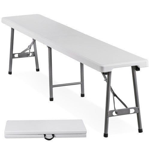 Segawe 6FT Plastic Folding Bench Portable Bench Indoor Outdoor for Picnic Camping White