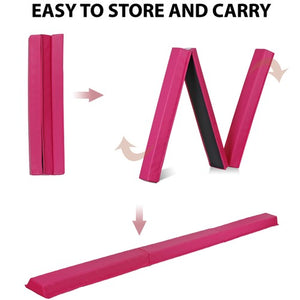 Segawe 9ft Pink Extra Firm Vinyl Balance Beam Folding Gymnastics Beam Tumbling Home