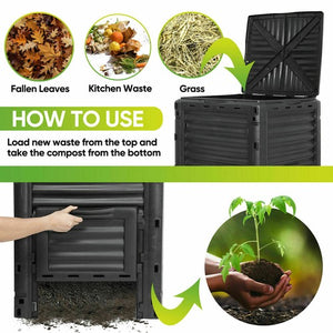 Segawe 80 Gallon Garden Composter Bin Outdoor Fast Creation of Fertile Soil Compost Bin