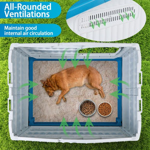 Segawe Large Plastic Dog House Indoor Outdoor Dog Kennel Waterproof Puppy Shelter Blue