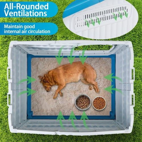 Segawe Large Plastic Dog House Indoor Outdoor Dog Kennel Waterproof Puppy Shelter Blue