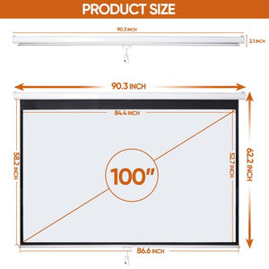 Segawe 100'' Projector Screen 16:10 4K HD Projector Movies Screen for Home Theater