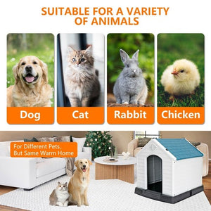 Segawe Large Plastic Dog House Indoor Outdoor Dog Kennel Puppy Shelter w/Air Vents