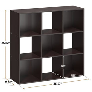 Segawe 9 Cube Storage Organizer Wooden Bookshelf Display W/5 Removable Back Panel Brown
