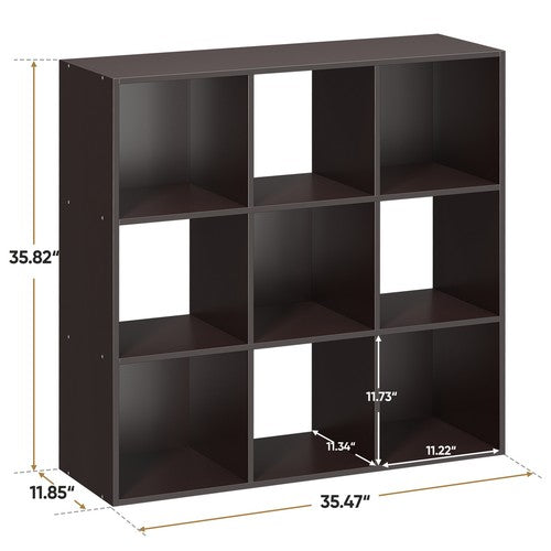 Segawe 9 Cube Storage Organizer Wooden Bookshelf Display W/5 Removable Back Panel Brown