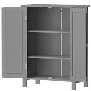 Segawe Bathroom Floor Storage Cabinet with Adjustable Shelf Double Door Organizer Grey