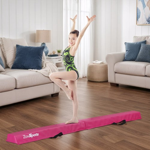 Segawe 6' Pink Balance Beam Extra Firm Vinyl Folding Gymnastics Beam W/ Handle For Home