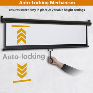 Segawe Black Projector Screen Pull Down 16:10 Foldable Wall Mount HD Projection Screen