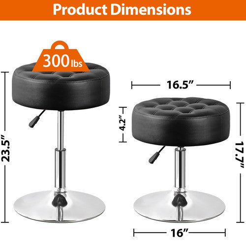 Segawe Adjustable Swivel Makeup Ottoman Stool Round Vanity Stool For Bedroom Black