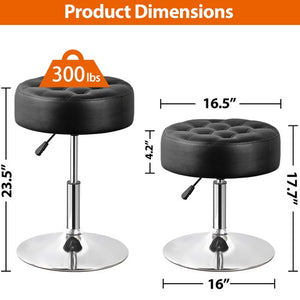 Segawe Adjustable Swivel Makeup Ottoman Stool Round Vanity Stool For Bedroom Black